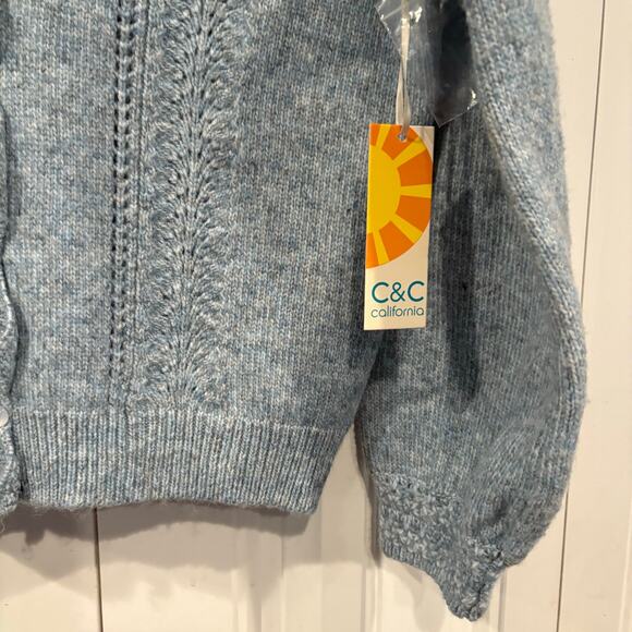 C&C California Blue Cropped Cardigan Size Small - Picture 4 of 5